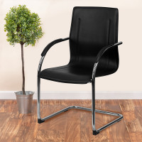 Flash Furniture Black Vinyl Side Chair with Chrome Sled Base BT-509-BK-GG